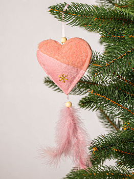 Декоративное украшение Звёздочка/Елочка/Сердечко 23см DARLENS перо розовый 000000000001209884