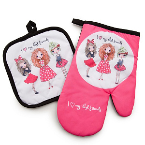 Набор кухонный Этель Love Life Подружки (прихватка 17х17см + рукавица 26х16см) 100%пэ 4485848 000000000001200835