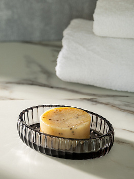 Мыльница DE'NASTIA серый граненое стекло 000000000001218917