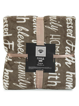 Плед 190x200см LUCKY Газета бежевый флис полиэстер 000000000001219029