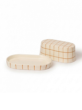 Масленка с крышкой 15,6x9,4x6,5см DE'NASTIA lattice коричневый керамика CE00674 000000000001231353
