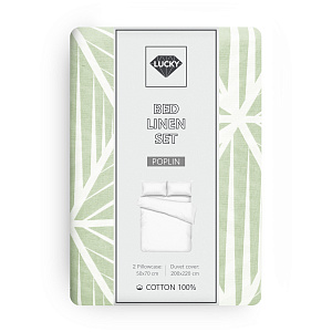 Комплект постельного белья Евро LUCKY ГЕОМЕТРИЯ (пододеяльник, наволочки 50х70см-2шт) светло-зеленый поплин хлопок-100% 000000000001215947