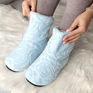 Туфли домашние-тапки р.35-37 LUCKY Угги Розы серо-голубой полиэстер 000000000001204922