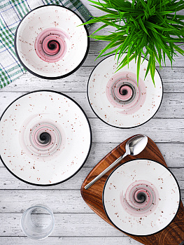 Набор столовой посуды 19 предметов TULU PORSELEN Galaxy milky/bordeaux фарфор 000000000001212285