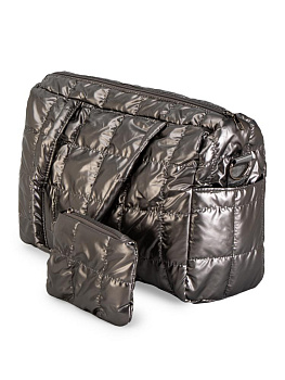 Сумка женская 2в1 35х24х15см стеганная графит полиэстер 000000000001229458