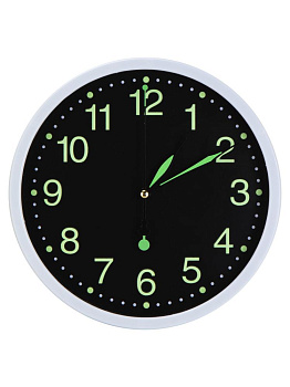 Часы настенные 25см FORA со светящимися цифрами круглые пластик/стекло 000000000001229274