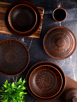 Тарелка обеденная 25см дымленая керамика 000000000001211396