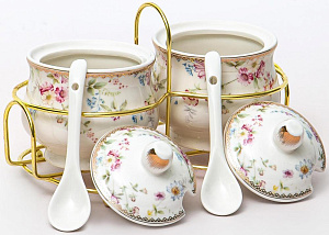 Набор сахарниц 2шт Balsford ФРАНСУАЗА с ложками на металлическом стенде подарочная упаковка фарфор 172-42027 000000000001203952