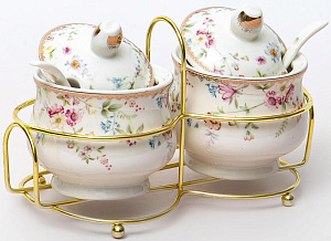 Набор сахарниц 2шт Balsford ФРАНСУАЗА с ложками на металлическом стенде подарочная упаковка фарфор 172-42027 000000000001203952