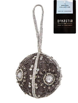 Декоративное украшение D7,5см DE'NASTIA Шар темно-серый бисер/пластик 000000000001229686