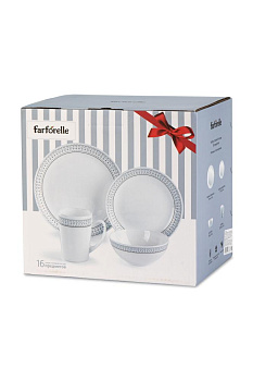 Набор столовой посуды 16 предметов FARFORELLE Этно (обеденная 24см-4шт/десертная 19см-4шт/салатник 15см-4шт/кружка 350мл-4шт) стеклокерамика 000000000001224332