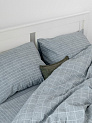 Комплект постельного белья 2сп DE'NASTIA (пододеяльник 175х210см, простыня 215х240см, наволочки 50x70см-2шт) Идиллия Полоска/Клетка серый жатый хлопок 000000000001227512