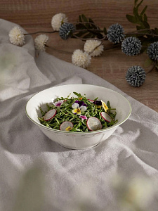 Салатник 23см 1л DE'NASTIA Provence цветочный принт зеленая кайма фарфор 000000000001231313