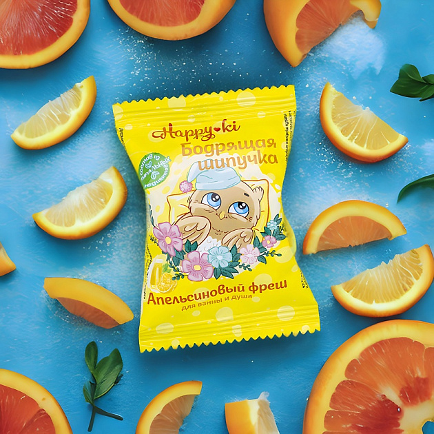 Средство шипучее для ванн 40г ЛАБОРАТОРИЯ КАТРИН Happiki Бодрящая шипучка 000000000001225618