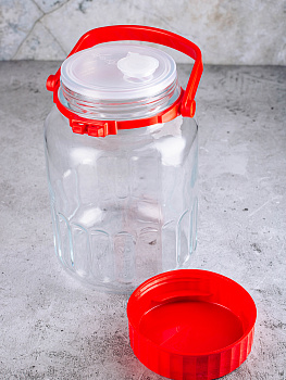 HARVEST Банка для сыпучих продуктов 5л PASABAHCE красная крышка стекло 000000000001205303