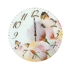 Настенные часы Цветы,бабочки Вега, стекло 000000000001135938