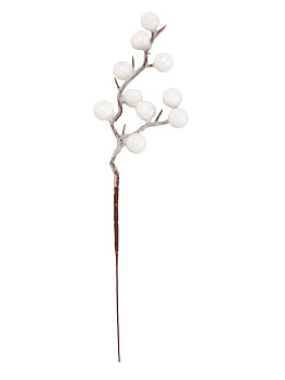 Ветка с ягодами для декора 25см белый перламутр 000000000001228785