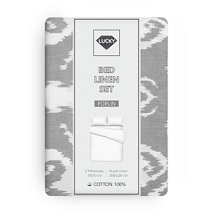 Комплект постельного белья Евро LUCKY АЗИЯ (пододеяльник, наволочки 70х70см-2шт) серый поплин хлопок-100% 000000000001215998