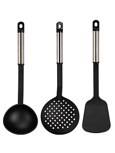 Набор кухонных принадлежностей 3 предмета (лопатка 32см, шумовка 32см, половник 32см) нейлон/нержавеющая сталь 000000000001228979
