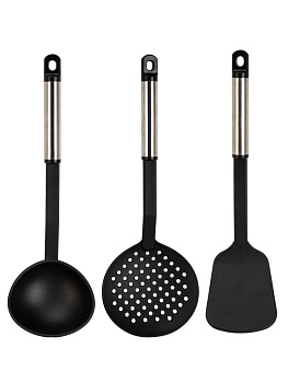 Набор кухонных принадлежностей 3 предмета (лопатка 32см, шумовка 32см, половник 32см) нейлон/нержавеющая сталь 000000000001228979