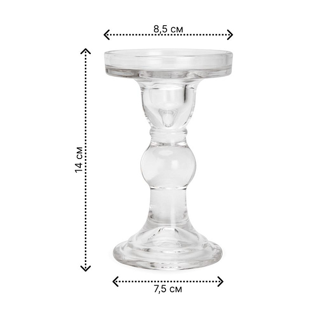 Подсвечник 8,5х14см прозрачный стекло 000000000001216422