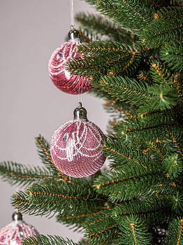 Набор новогодних шаров 3шт 8см Паутинка розовая роза пластик 000000000001208654