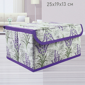 Коробка для хранения вещей 25x19x13см РУТАУПАК ЛАВАНДА с откидной крышкой ткань 000000000001211961