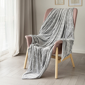 Плед 150x200см LUCKY Ромб двойной серый полиэстер 000000000001222753