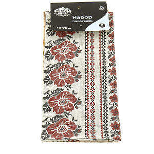 Набор полотенец рогожка 40*75(2шт)(Маки) 000000000001187198