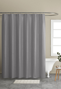 Шторка для ванной 200х180см DE'NASTIA Diamond тёмно-серая 100% полиэстер 000000000001213240
