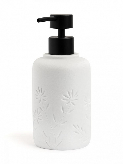 Диспенсер для жидкого мыла DE'NASTIA Гравировка цветы белый полирезина 000000000001218903