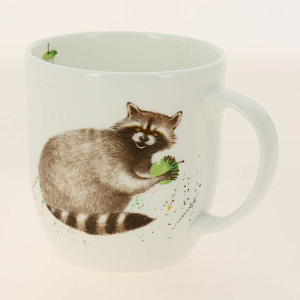 Кружка 380мл PRIORITY Наглая рыжая морда Енот подарочная упаковкакостяной фарфор 000000000001193676