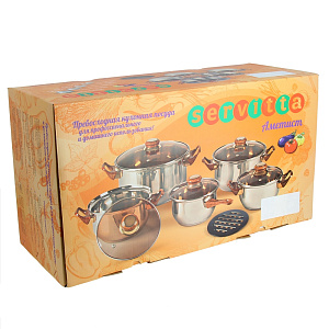 Набор кастрюль АМЕТИСТ 11 предметов FORA нержавеющая сталь S18202 000000000001108809