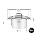 Кастрюля 5,4л 24x13,5см DE'NASTIA с крышкой конус оранжевый нержавеющая сталь/силикон 000000000001217245
