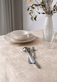 Скатерть 140x200см DE'NASTIA эффект потертости молочный жаккард полиэстер 000000000001211733