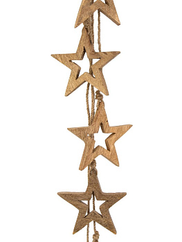 Декоративная гирлянда 10х10х90см DE'NASTIA 8 Звёзд золотой дерево манго 000000000001229675