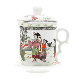 Кружка с блюдцем и сито TIMA Женщины с музыкой фарфор 000000000001132890