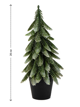Ель искусственная 28см с блестками в горшочке литая PE 000000000001228066