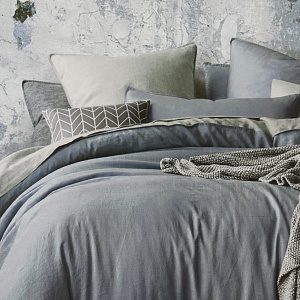 Комплект постельного белья евро Mona Liza Актуал наволочка 70х70см-2шт простыня-215х240см пододеяльник-200х220см сатин 120гр/м2 ДЕНИМ деним/серый 000000000001208622