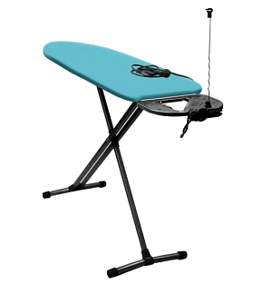 Доска гладильная 120х40см НИКА. EURO подставка под утюг. Розетка с удлинителем 1,9м. Бирюзовая. Гладильная поверхность-термостойкий пластик чехол-бязь 000000000001205062