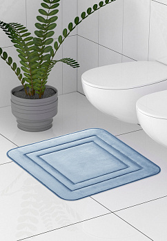 Коврик для туалета 50x50см DE'NASTIA Soft Collection memory синий полиэстер 000000000001215842