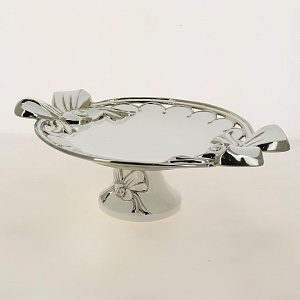 Блюдо для торта на ножке фарфор 43,5х33,5х15см белая упаковка  Bowknot Balsford 147-31014 000000000001194023