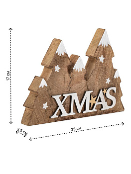 Декоративная фигурка 25x3,5x17см DE'NASTIA XMAS бежевый/былый дерево манго 000000000001229664