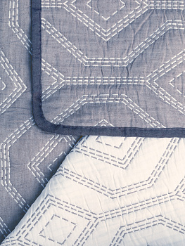 Покрывало 260x240см DE'NASTIA ромб со стежкой 3слоя синее жаккард 55%хлопок 45%полиэстер 000000000001207697