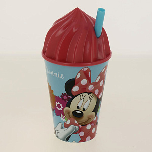 Стакан пластиковый 430мл с соломинкой и объемной крышкой в виде мороженного Минни Маус Цветы Stor 274650/14585 000000000001193649