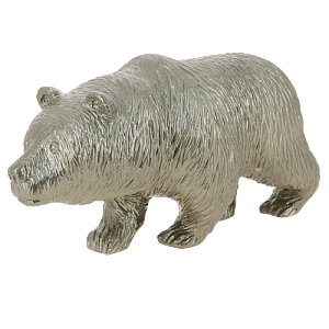 Копилка Медведь Серебряный высота 19 см, длина 36 см, Авторская форма, скульптурный гипс.  G011-19-104K 000000000001194611
