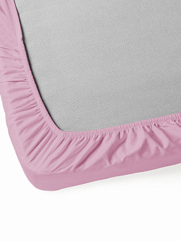 Проcтыня натяжная DE'NASTIA сатин 180x200+25см 100%Хлопок розовый C010762 000000000001192990