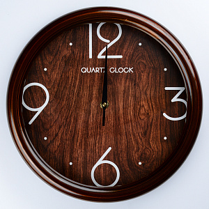 Часы настенные D30см Bois sombre круглые пластик 000000000001209209