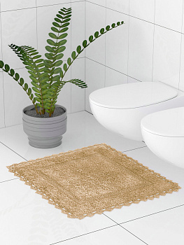 Коврик для туалета 50x50см DE'NASTIA кружево золото хлопок 100% 000000000001207091