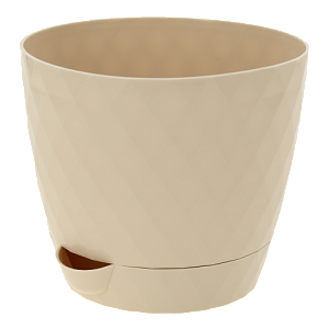 Горшок для растений Румба 1л жемчуг с пристежным поддоном прикорневой полив 000000000001196336